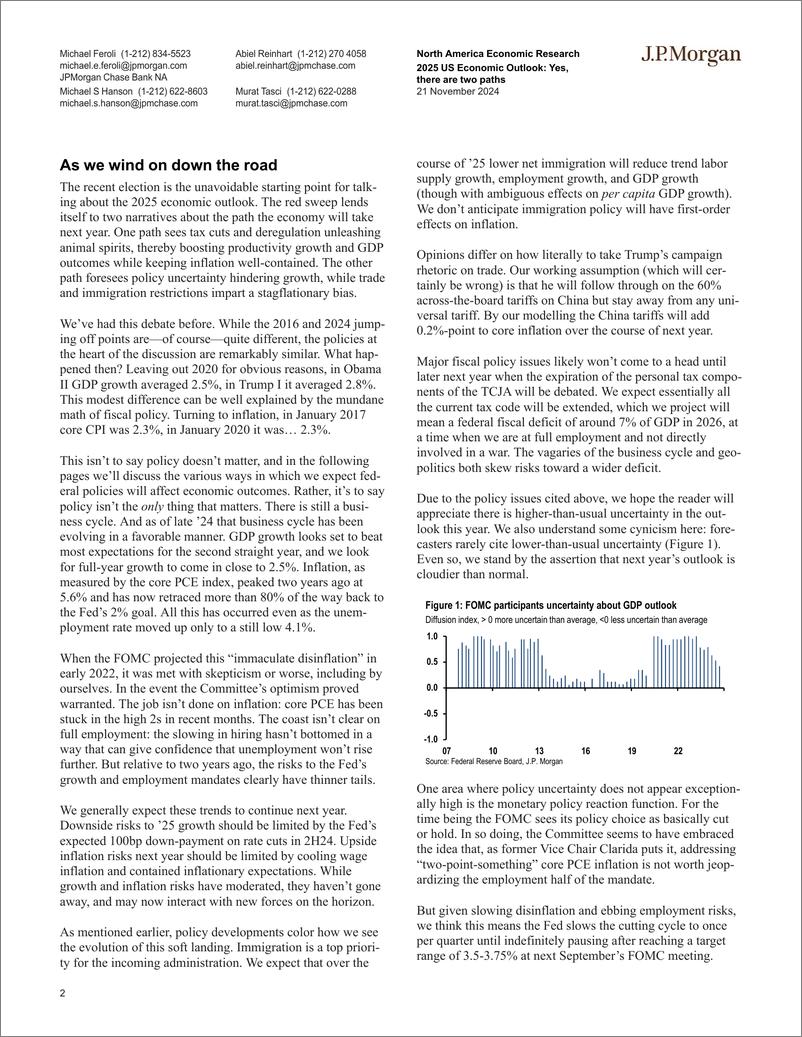 《JPMorgan Econ  FI-2025 US Economic Outlook Yes, there are two paths-111736911》 - 第2页预览图