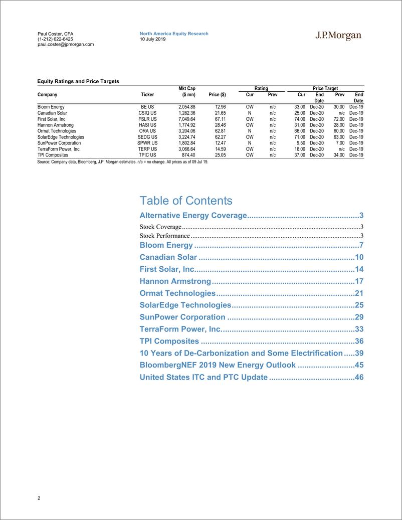 《摩根士丹利-美股-能源行业-可替代能源2019年Q2：首选依然是FSLR、TPIC、HASI与BE-2019.7.10-49页》 - 第3页预览图