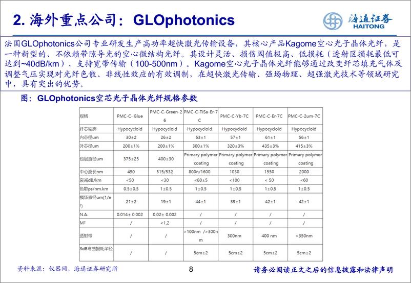 《通信行业：空芯光纤商用进程加速，建议关注产业链核心标的-240806-海通证券-19页》 - 第8页预览图