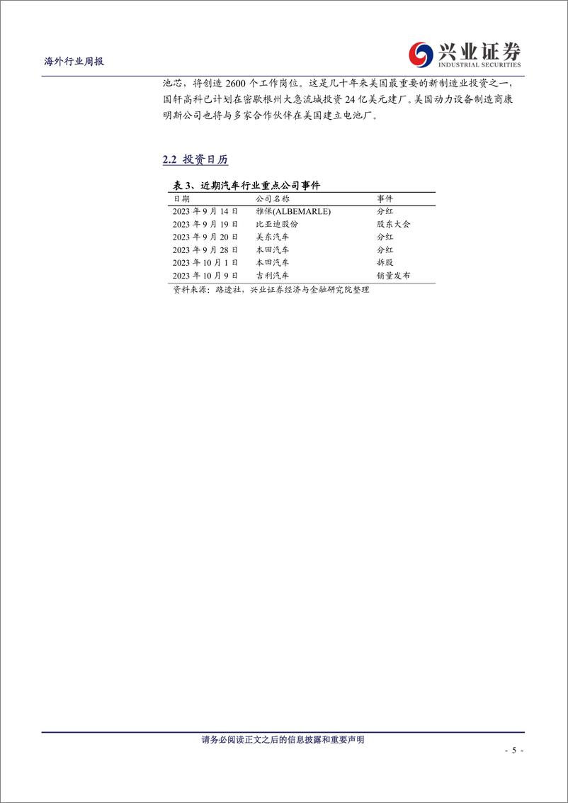 《海外汽车行业周报：UAW工会威胁罢工、预计冲击新车生产-20230910-兴业证券-26页》 - 第6页预览图