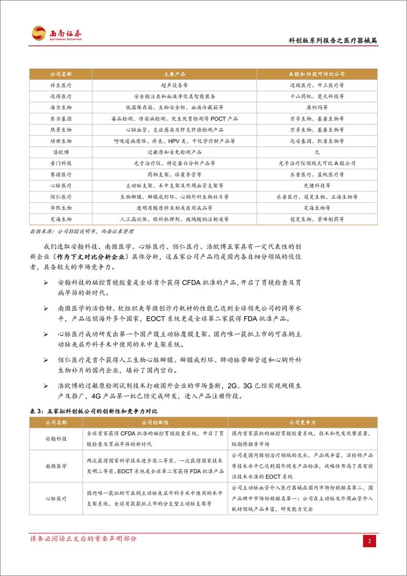 《医药生物行业科创板系列报告之医疗器械篇：拟登录科创板五家代表性器械公司对比-20190527-西南证券-11页》 - 第6页预览图