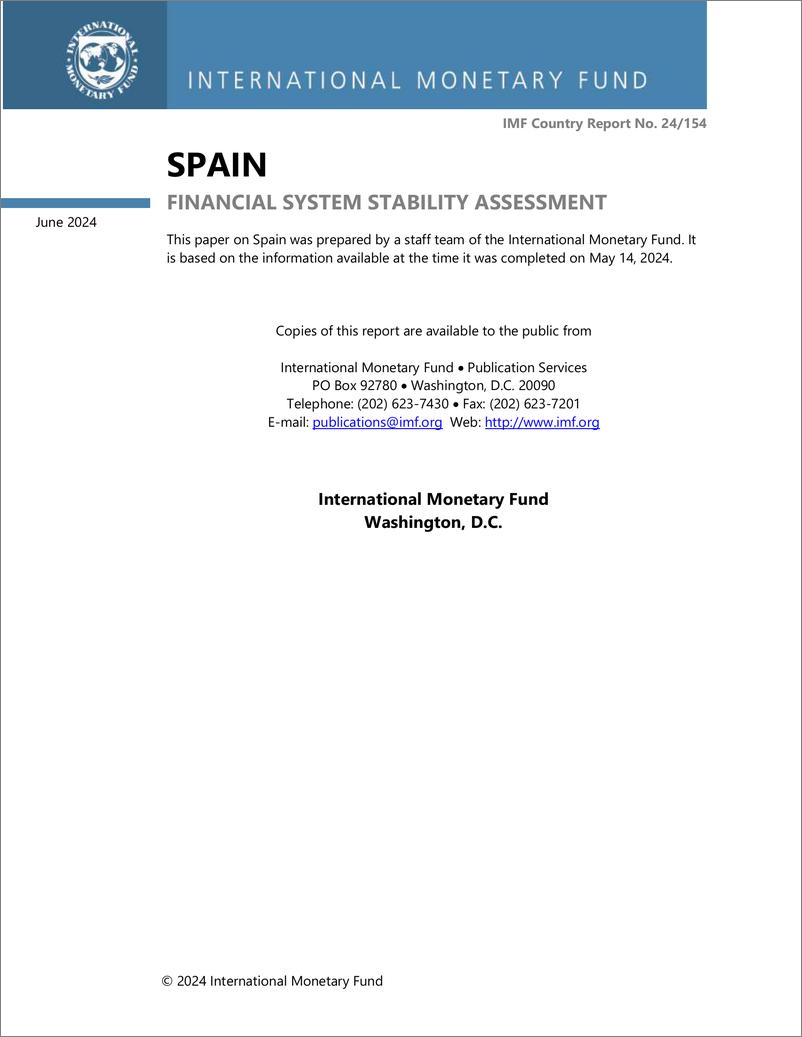 《IMF-西班牙：金融体系稳定性评估（英）-2024.6-78页》 - 第1页预览图