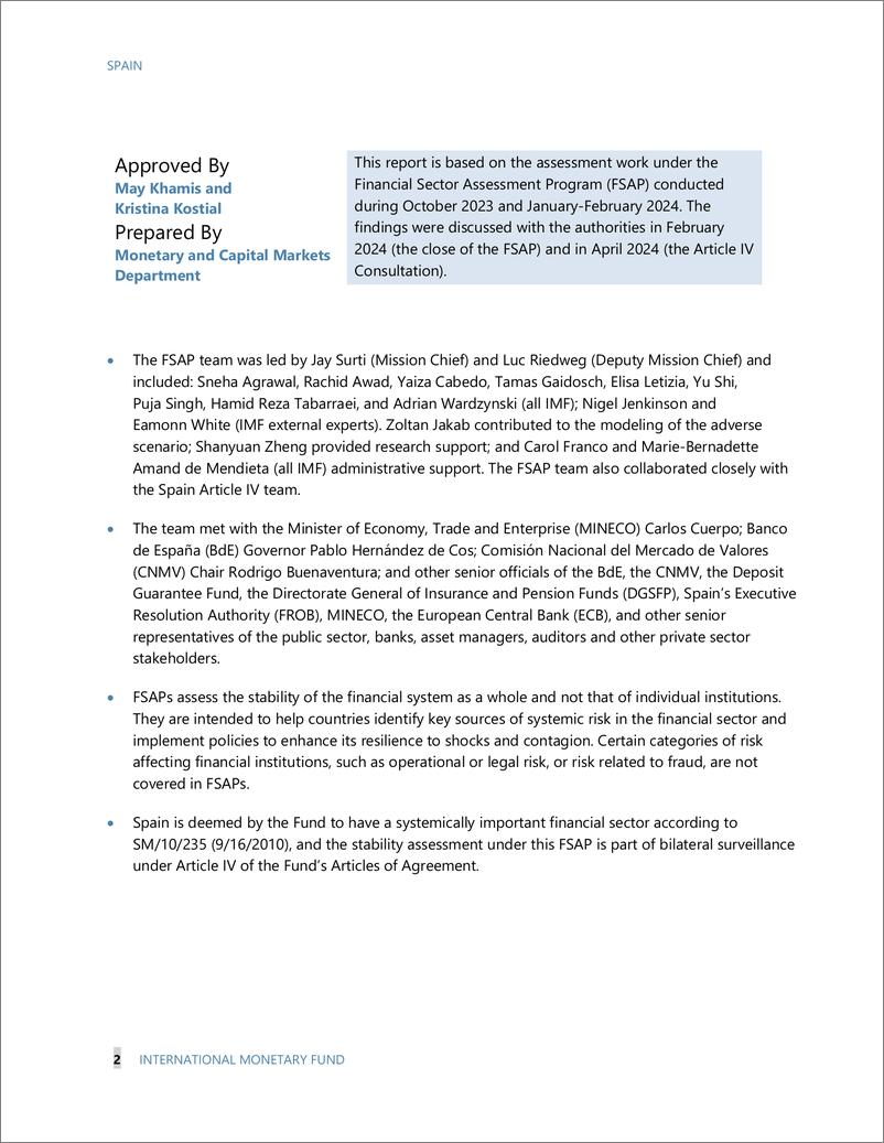 《IMF-西班牙：金融体系稳定性评估（英）-2024.6-78页》 - 第3页预览图