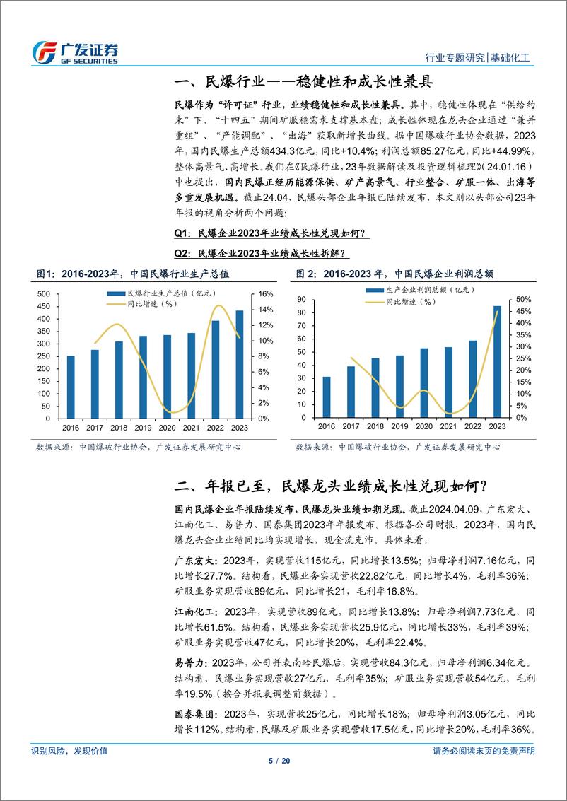 《基础化工行业-民爆行业系列二：从头部企业财报再看行业变化-240415-广发证券-20页》 - 第5页预览图