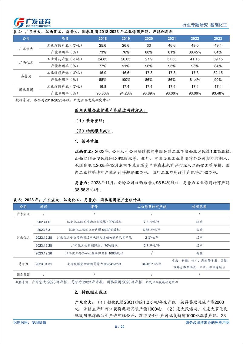 《基础化工行业-民爆行业系列二：从头部企业财报再看行业变化-240415-广发证券-20页》 - 第8页预览图