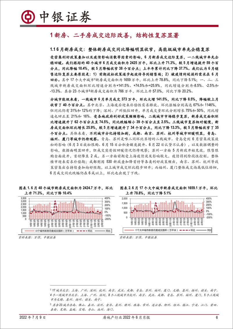 《房地产行业2022年6月月报：6月楼市边际复苏；高能级城市与头部房企率先企稳修复-20220709-中银国际-26页》 - 第7页预览图