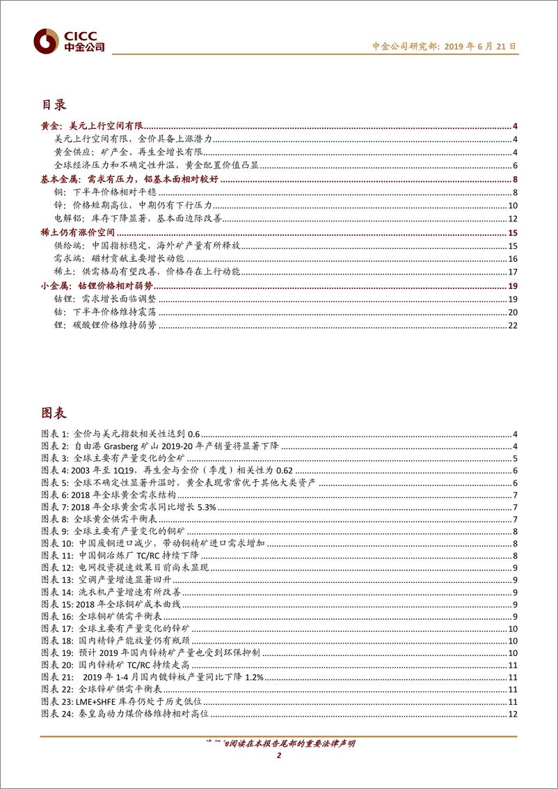 《有色金属行业2H19展望：需求走弱波动增大；超配黄金分散风险-20190621-中金公司-26页》 - 第3页预览图