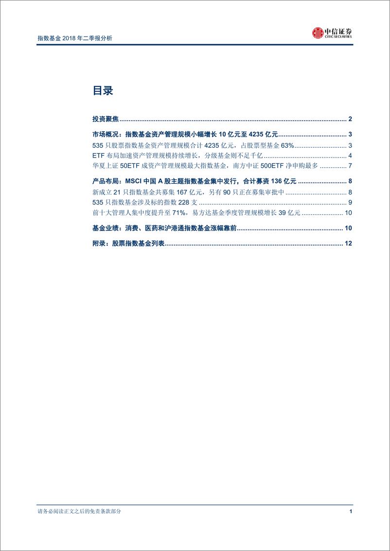 《中信证2018081指数基金2018年二季报分析：ETF占比过半布局加速，分级基金资产管理规模跌破千亿》 - 第2页预览图