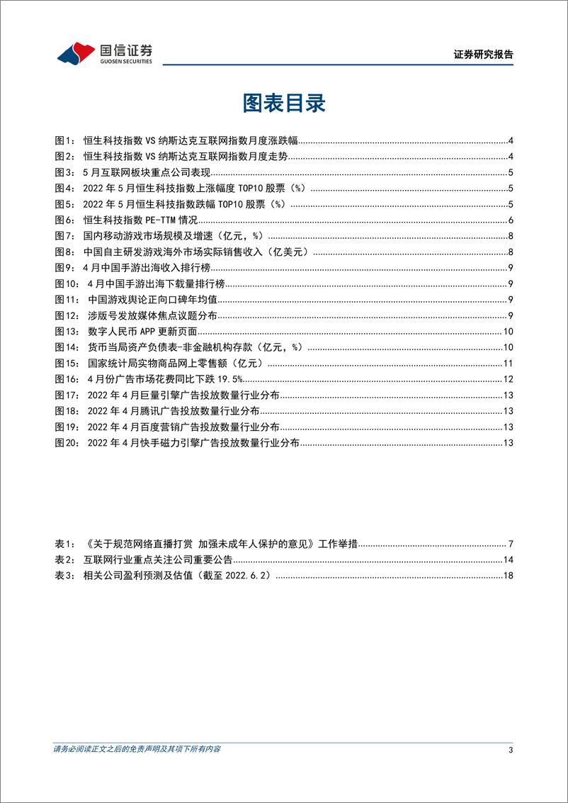 《互联网行业2022年6月投资策略：政策暖风频吹，板块回暖预计持续，推荐直接受益标的-20220608-国信证券-20页》 - 第4页预览图