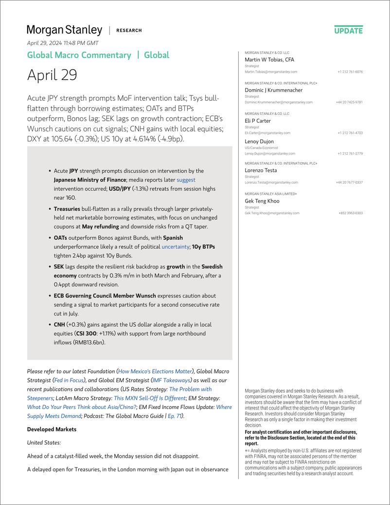 《Morgan Stanley Fixed-Global Macro Commentary April 29-107905349》 - 第1页预览图