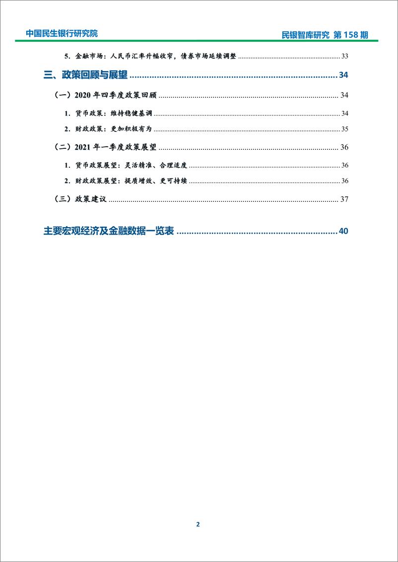 民银智库-2020年宏观经济分析及2021年一季度展望（《民银智库研究》2021年第2期，总第158期）-2021.1-43页 - 第3页预览图