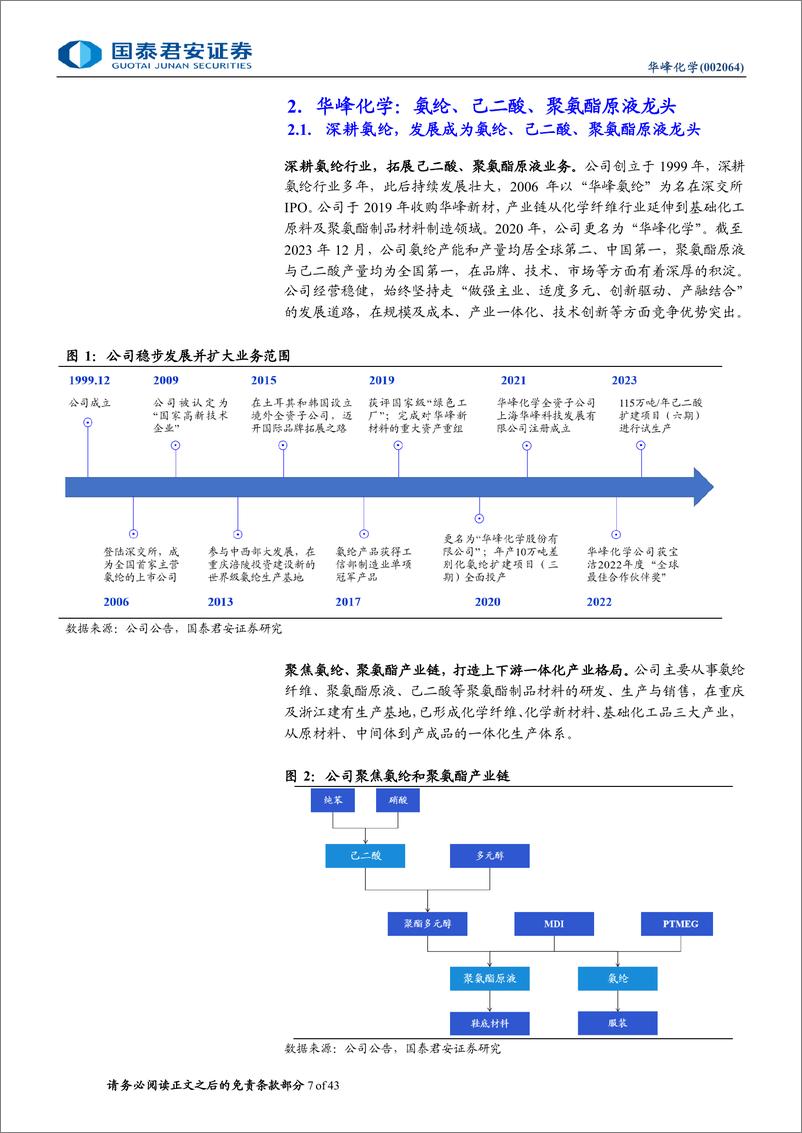 《国泰君安-华峰化学-002064-华峰化学首次覆盖：“弹性”需求扩容，氨纶龙头起舞》 - 第7页预览图