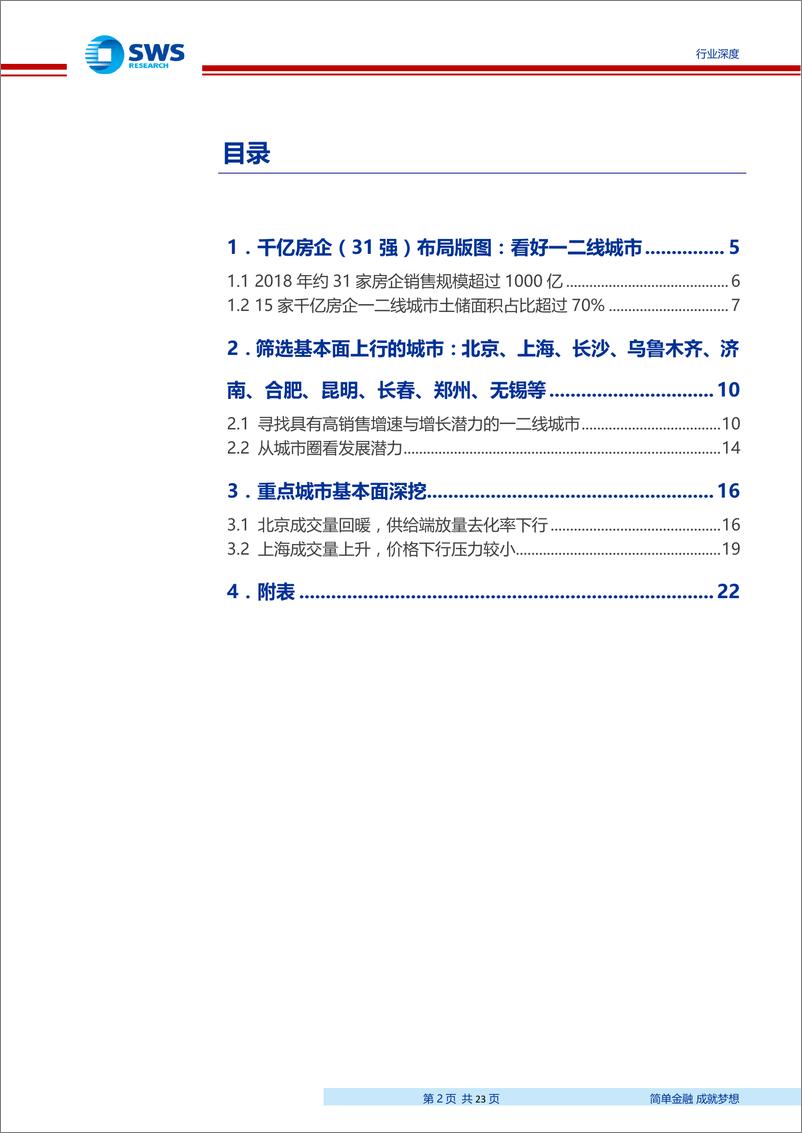 《房地产行业2019年投资策略之二：从城市布局看房企成长性，看好一二线城市核心标的-20190212-申万宏源-23页》 - 第3页预览图