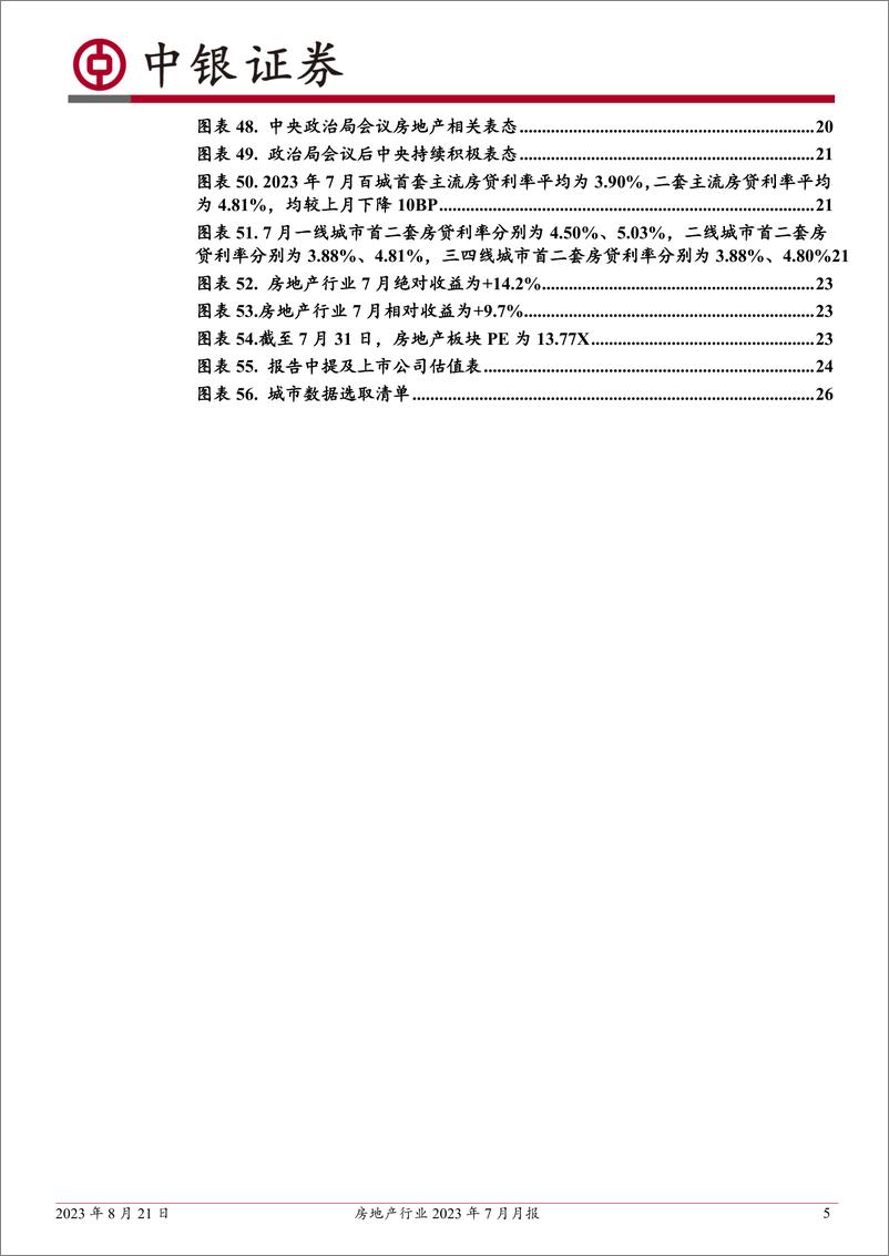 《房地产行业2023年7月月报：7月成交同比降幅扩大，土地市场环比降温；政策表态密集-20230821-中银国际-28页》 - 第6页预览图