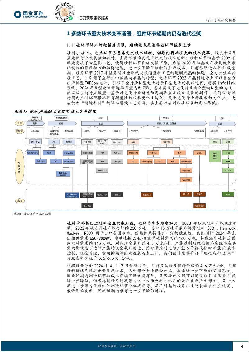 《电力设备与新能源行业高效太阳能电池系列深度(六)：0BB工艺专题，从可选到必选，%2bN型组件降本增效最优解-240422-国金证券-24页》 - 第4页预览图