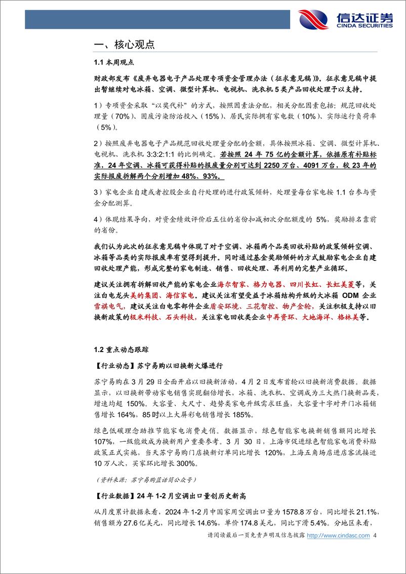 《家电行业·热点追踪：家电回收拆解补贴细则，空调、冰箱获得最大金额-240407-信达证券-13页》 - 第4页预览图