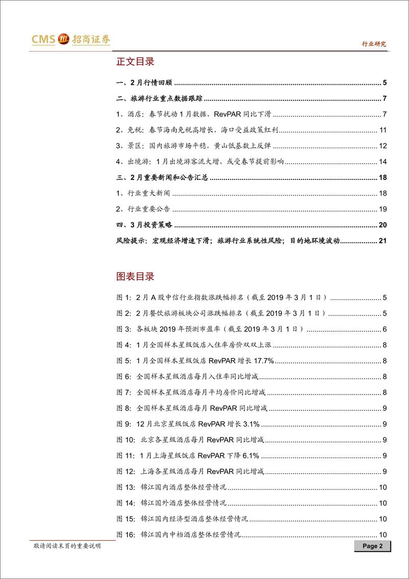 《旅游行业数据跟踪及3月投资策略：春节扰动月度数据，推荐首旅广酒-20190305-招商证券-22页》 - 第3页预览图