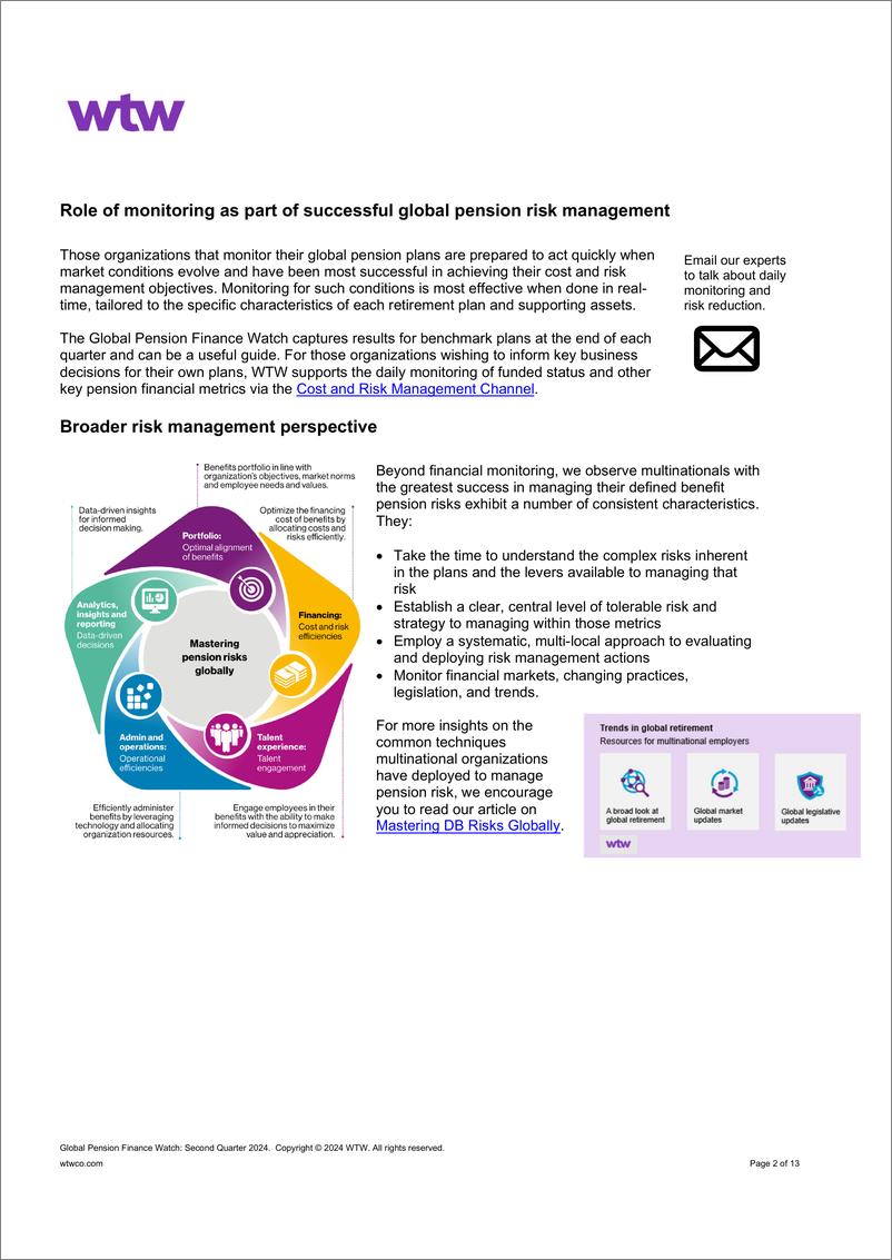 《WTW-全球养老金金融观察-2024年第二季度（英）-13页》 - 第2页预览图