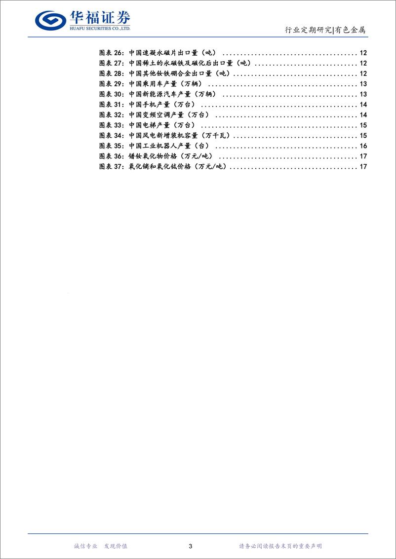 《有色金属行业稀土产业链月度追踪：供给宽松稀土价格持续下行，价格底部运行和终端利好频出板块有较强支撑-240323-华福证券-19页》 - 第3页预览图