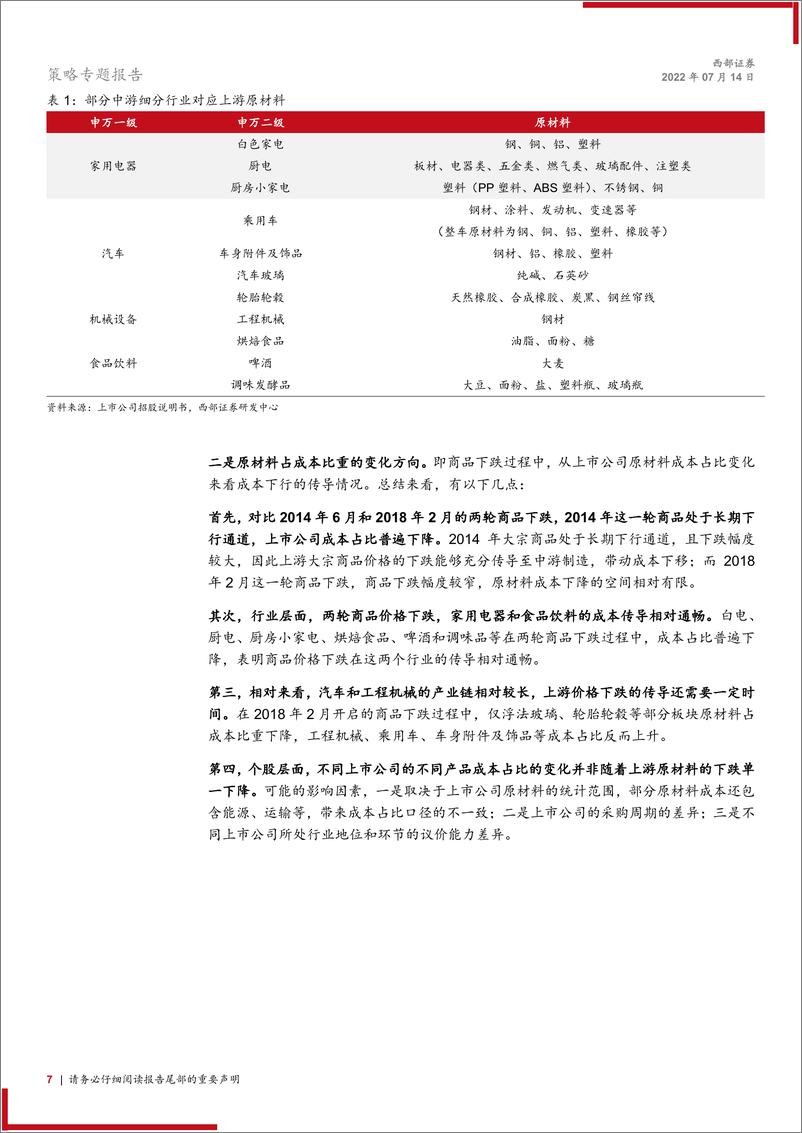 《策略专题报告：大宗商品回落，哪些行业细分龙头成本传导更顺畅？-20220714-西部证券-24页》 - 第8页预览图