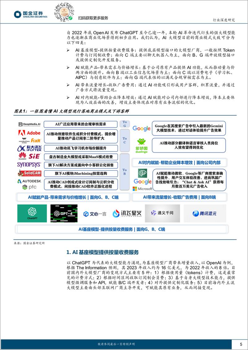 《国金证券：计算机行业研究-AI应用落地的商业模式探索》 - 第5页预览图