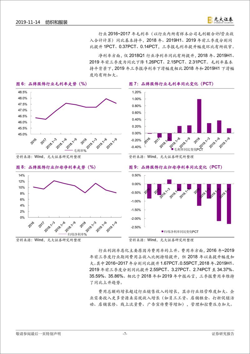 《纺织服装行业2019年三季报总结：需求未见改善，关注长期景气度和短期业绩稳健性-20191114-光大证券-22页》 - 第8页预览图