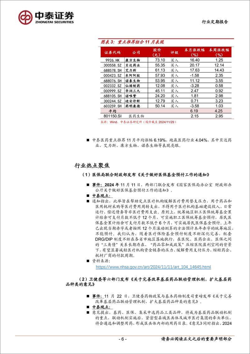 《医药生物行业：新版医保目录发布、政策利好频出，医药复苏可期-241202-中泰证券-15页》 - 第6页预览图