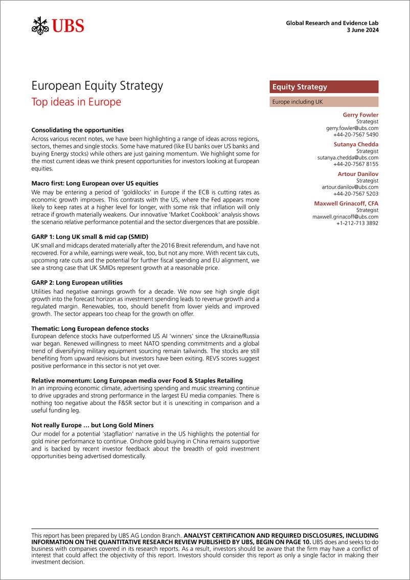 《UBS Equities-European Equity Strategy _Top ideas in Europe_ Fowler-108533775》 - 第1页预览图