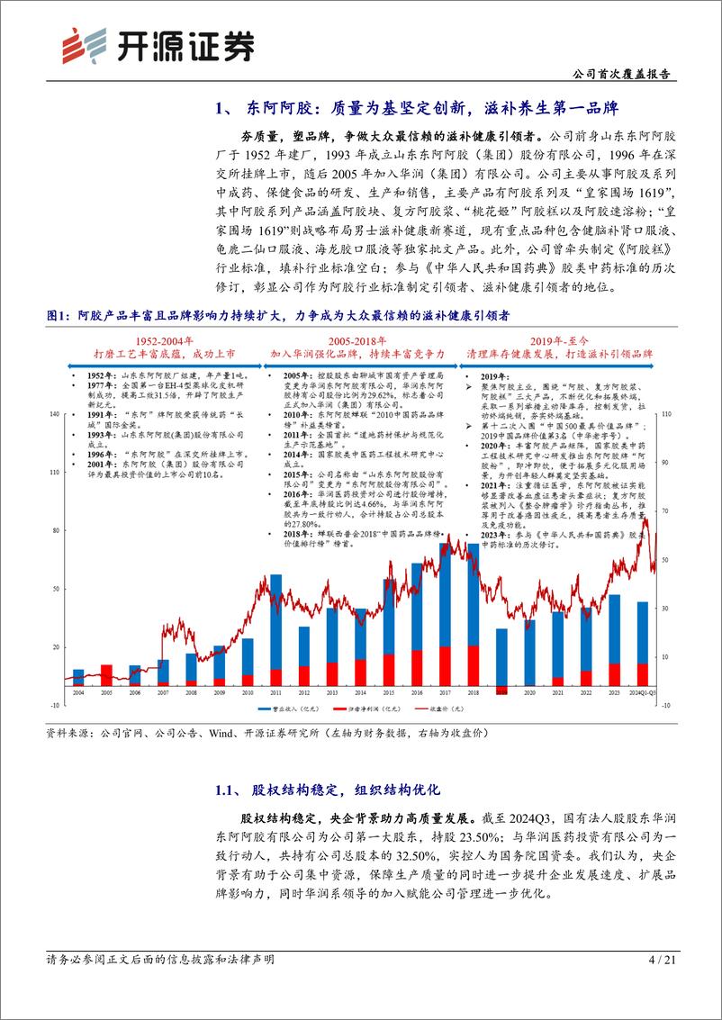 《东阿阿胶(000423)公司首次覆盖报告：“药品%2b健康消费品”双轮驱动，滋补品牌焕新生-241213-开源证券-21页》 - 第4页预览图