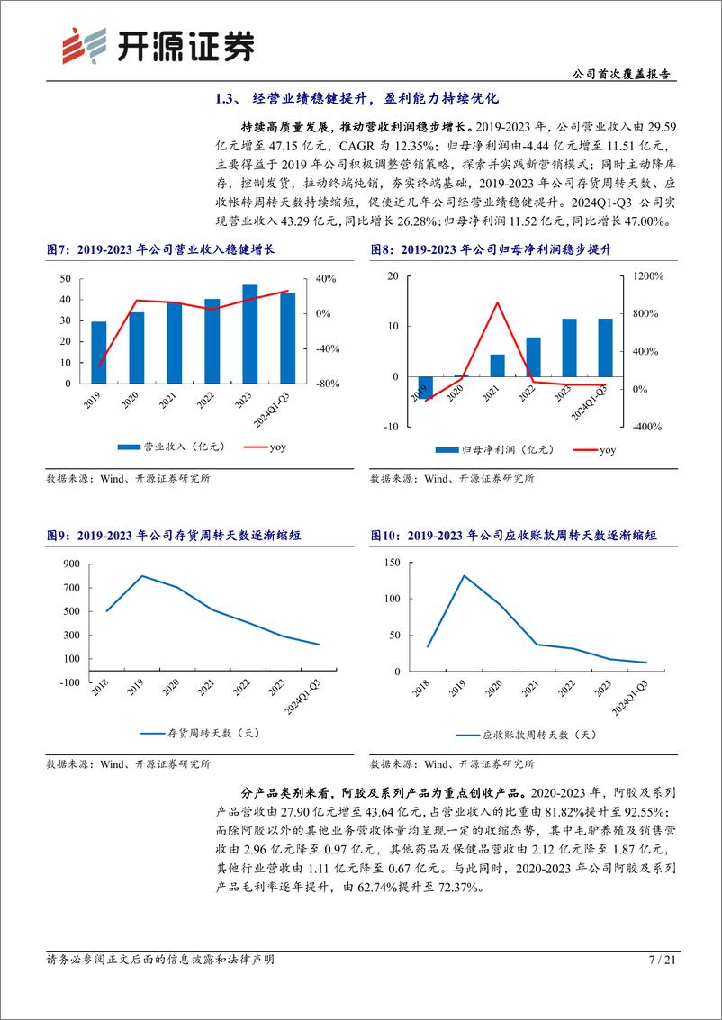 《东阿阿胶(000423)公司首次覆盖报告：“药品%2b健康消费品”双轮驱动，滋补品牌焕新生-241213-开源证券-21页》 - 第7页预览图