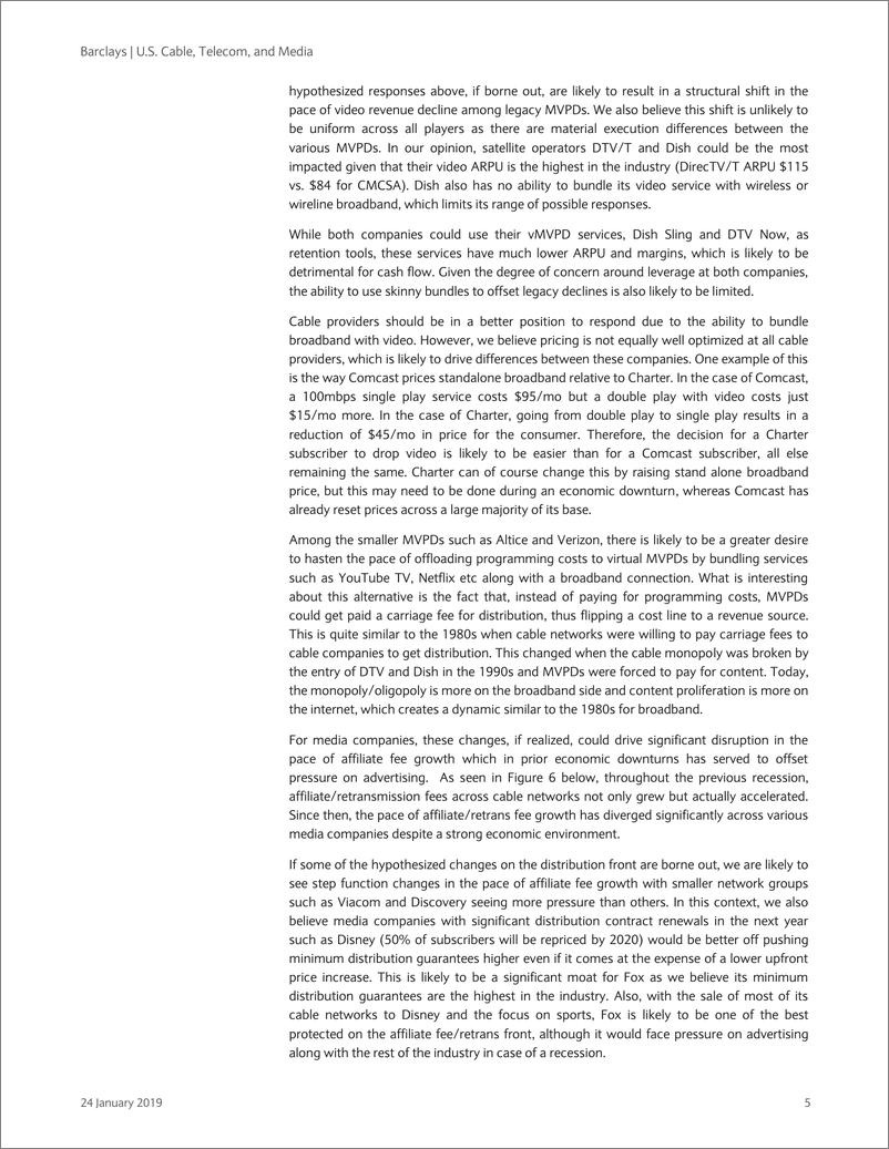 《巴克莱-美股-电信与媒体行业-美国卫星、电信与媒体：下一次衰退可能是结构性冲击-2019.1.24-44页》 - 第6页预览图