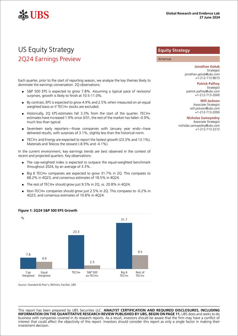 《UBS Equities-US Equity Strategy _2Q24 Earnings Preview_ Golub-108888519》 - 第1页预览图