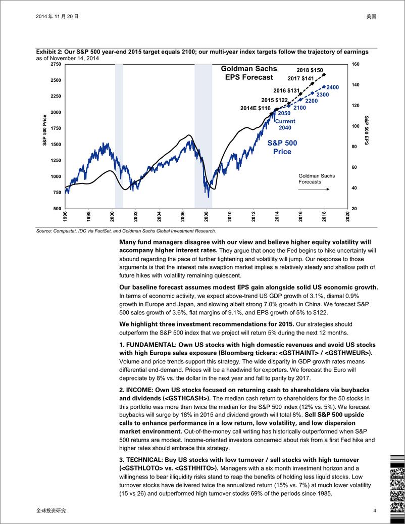 《高盛-2015-年美股展望：低回报-低离差-关注有国内销售占比较高、提供现金回报、回报离差较低的公司1》 - 第4页预览图