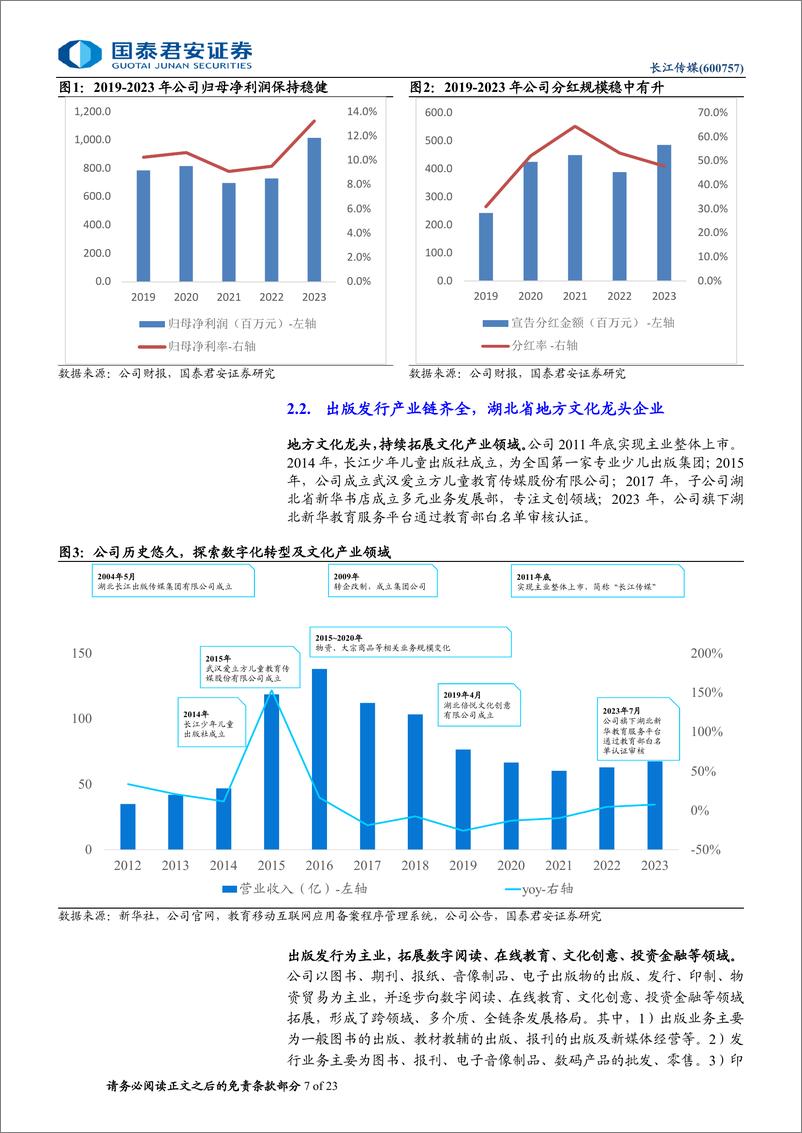 《长江传媒(600757)首次覆盖报告：分红稳定、现金充裕，大力发展教材教辅-240613-国泰君安-23页》 - 第7页预览图