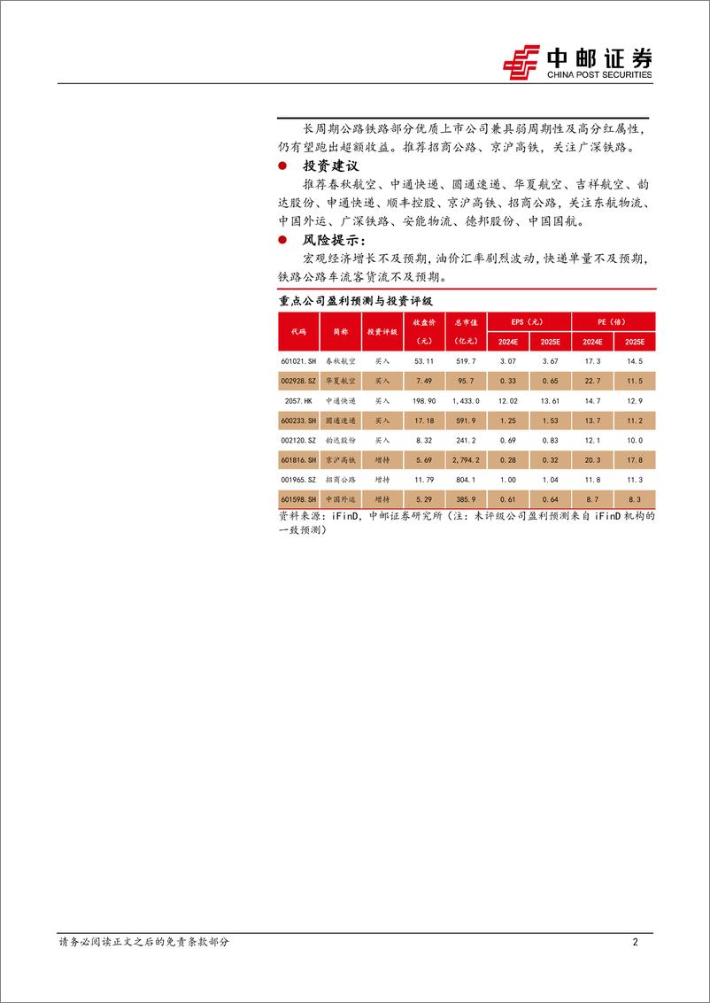 《交通运输行业报告：国央企密集出台回购预案，航空快递9月数据公布-241021-中邮证券-25页》 - 第3页预览图