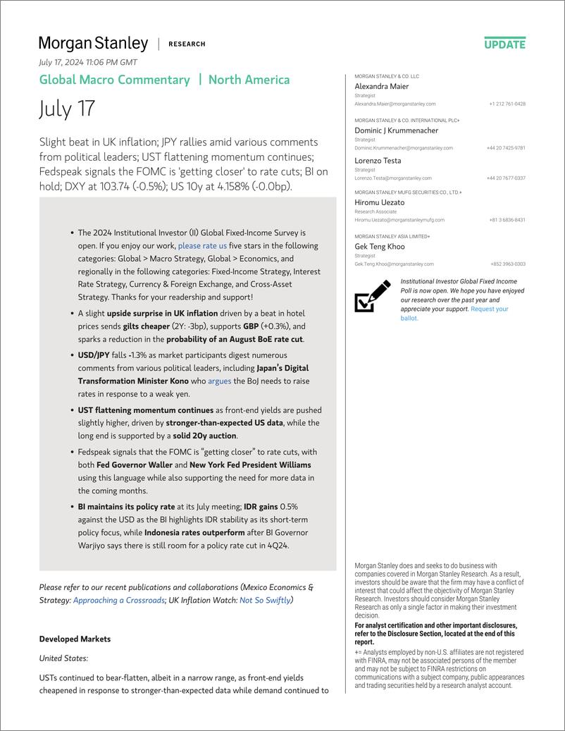 《Morgan Stanley Fixed-Global Macro Commentary July 17-109289502》 - 第1页预览图