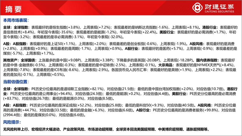 《全球估值观察系列二十九：恒生指数估值为7.4%分位数-20221119-财通证券-29页》 - 第7页预览图