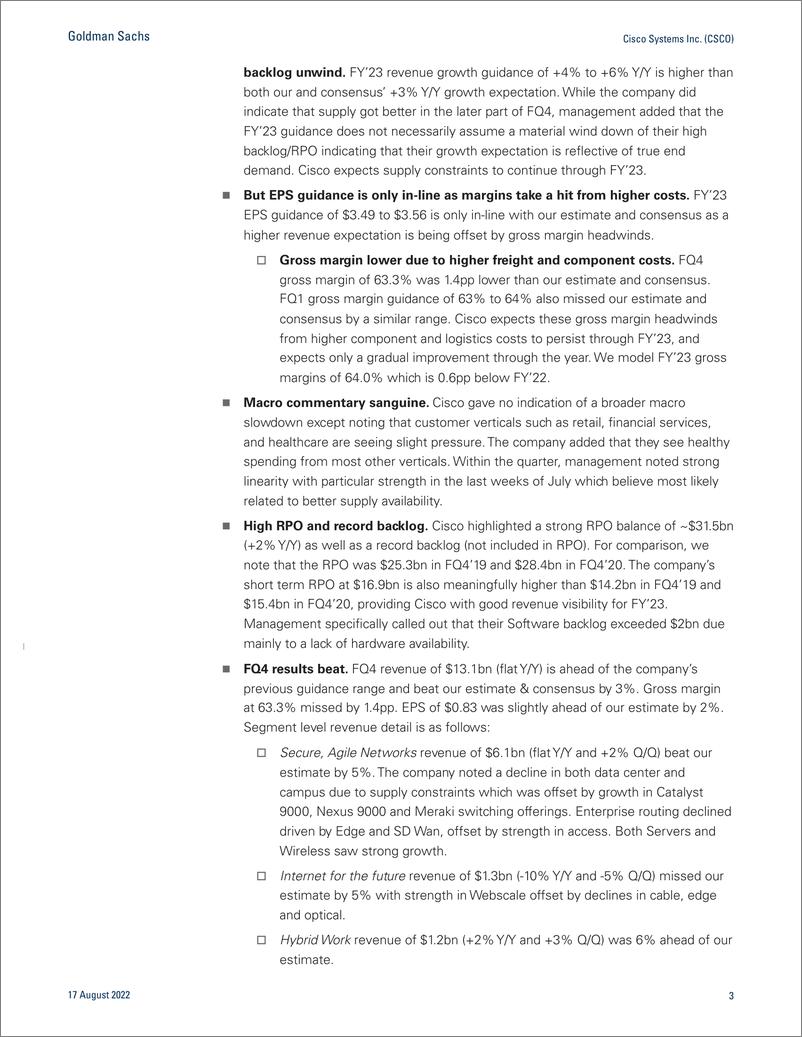 《Cisco Systems Inc. (CSCO FQ4