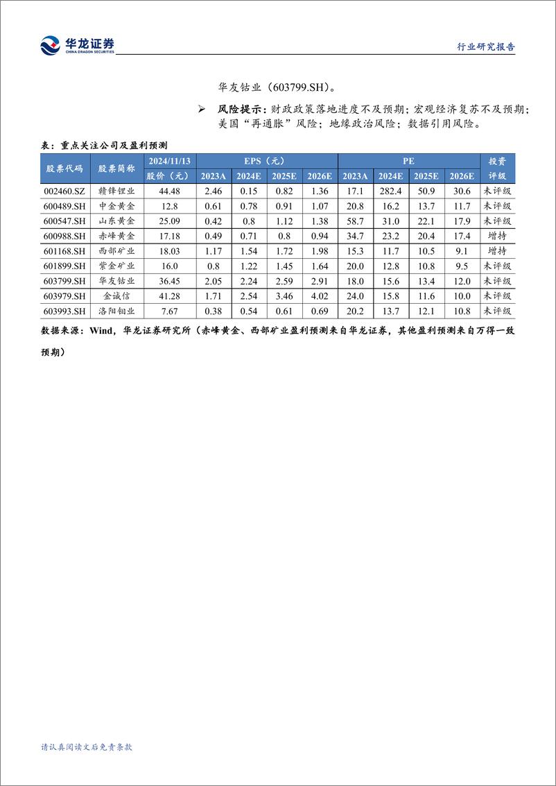 《有色金属行业2024年三季报综述：主要金属价格维持高位，贵金属板块先行复苏-241114-华龙证券-19页》 - 第2页预览图