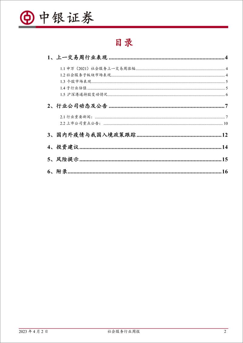 《20230402-休闲服务-社会服务行业周报：五一出行预订持续升温，看好龙头酒店全年恢复-中银证券》 - 第2页预览图