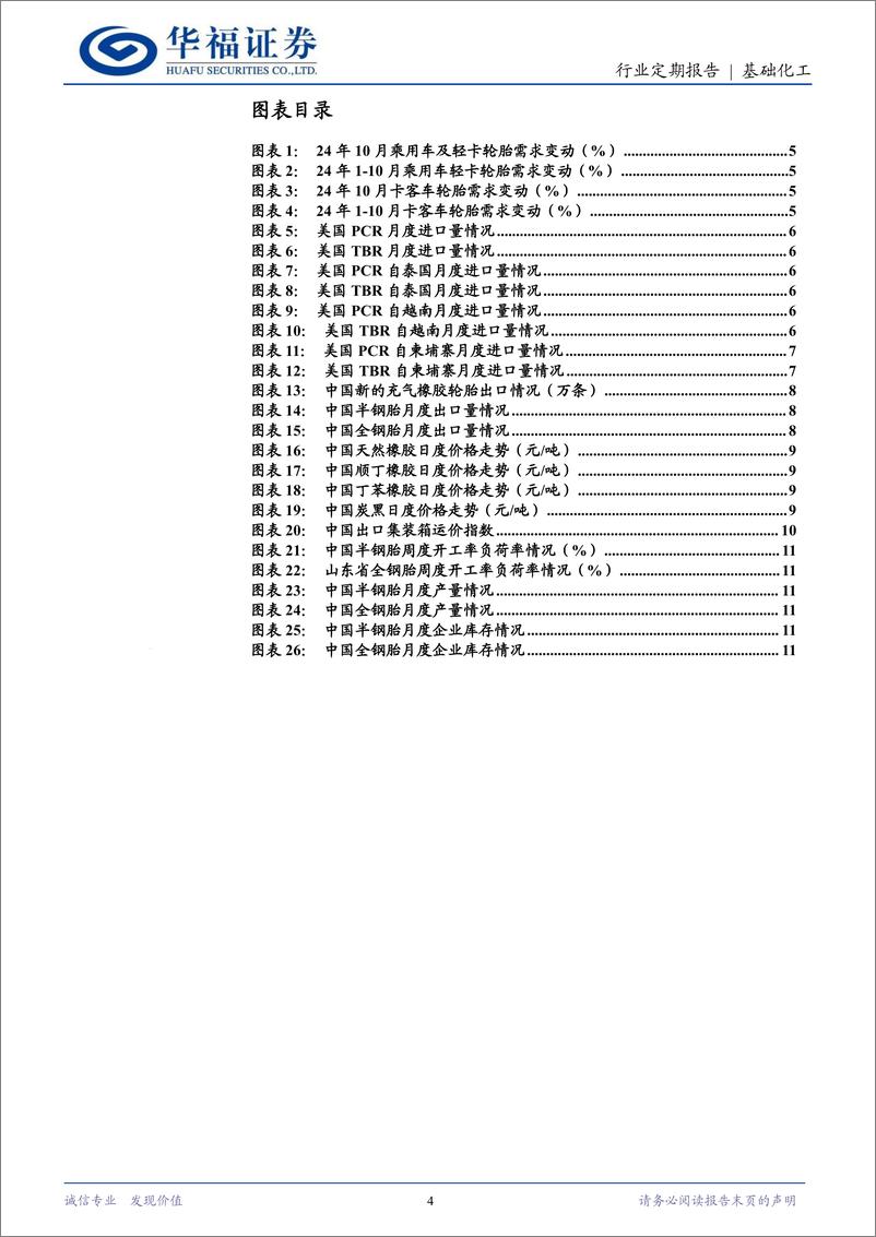 《轮胎行业11月跟踪：美国轮胎进口量环比增长，主要原材料价格回落-241130-华福证券-13页》 - 第4页预览图