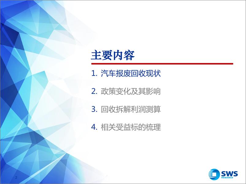 《汽车报废回收行业专题报告：汽车报废迎政策支持，回收拆解产业链受益》 - 第2页预览图