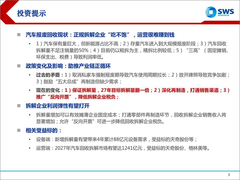 《汽车报废回收行业专题报告：汽车报废迎政策支持，回收拆解产业链受益》 - 第3页预览图