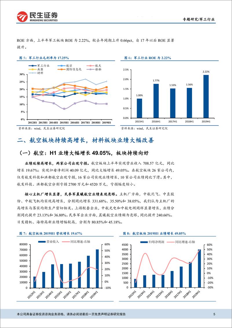 《国防军工行业2019年中报综述：业绩持续向好，军工景气度提升-20190903-民生证券-15页》 - 第6页预览图