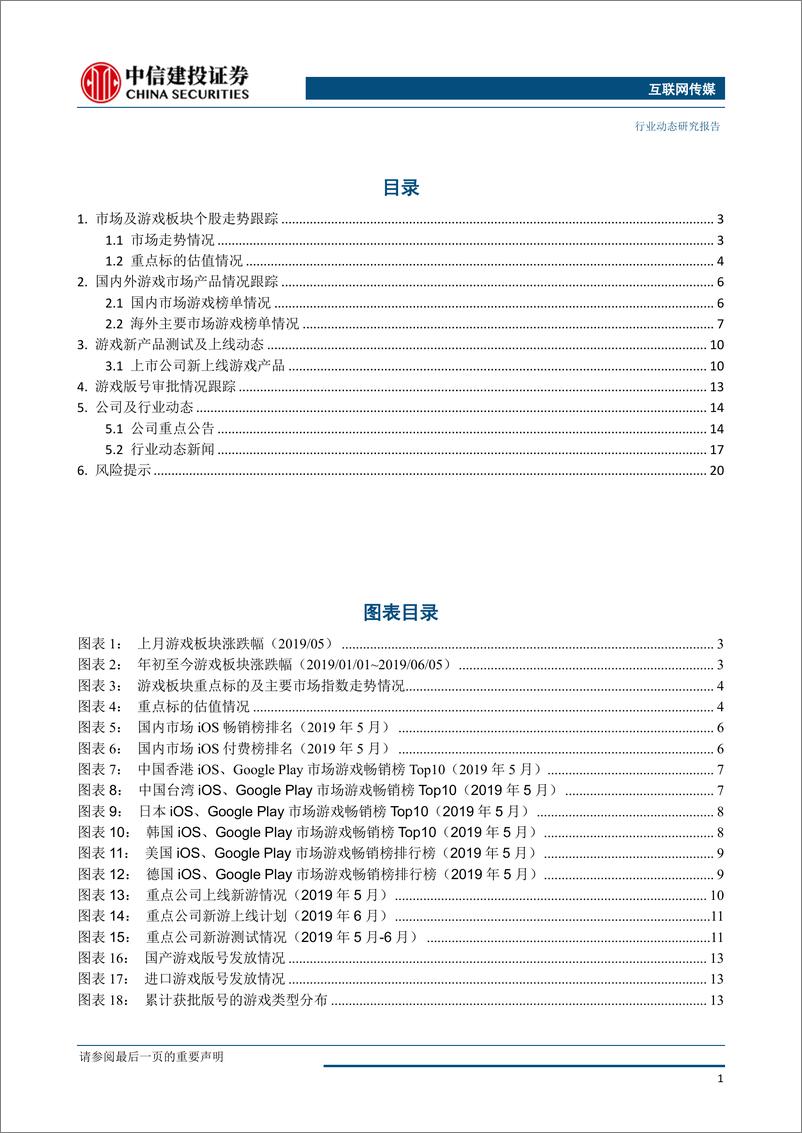 《游戏行业月报：市场风险偏好承压致板块回调，行业估值优势明显；关注后续重点新游上线表现-20190606-中信建投-23页》 - 第3页预览图