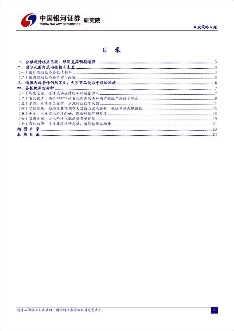 《A股策略报告：全球经济复苏预期增强，多板块产品涨价延续-20210224-银河证券-25页》 - 第2页预览图