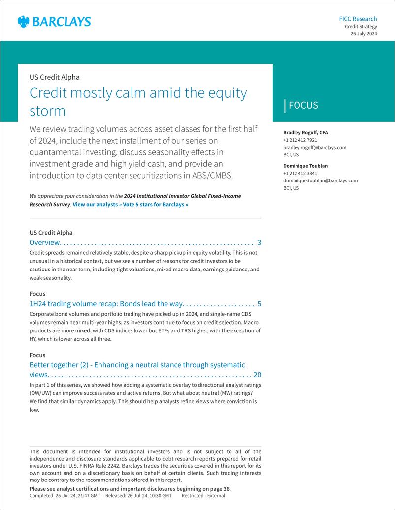 《Barclays_US_Credit_Alpha_Credit_mostly_calm_amid_the_equity_storm》 - 第1页预览图