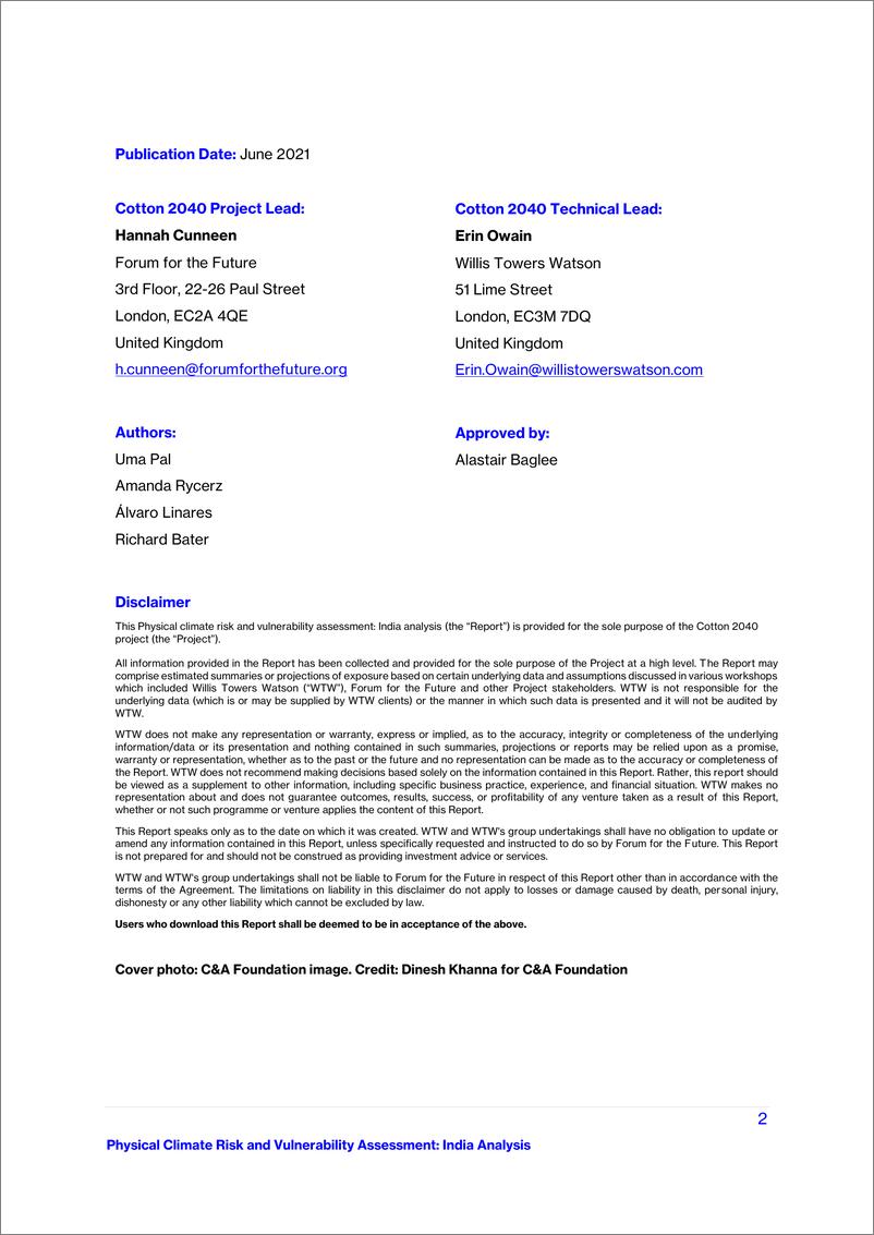 《WTW-印度棉花价值链的自然气候风险和脆弱性评估（英）-145页》 - 第3页预览图