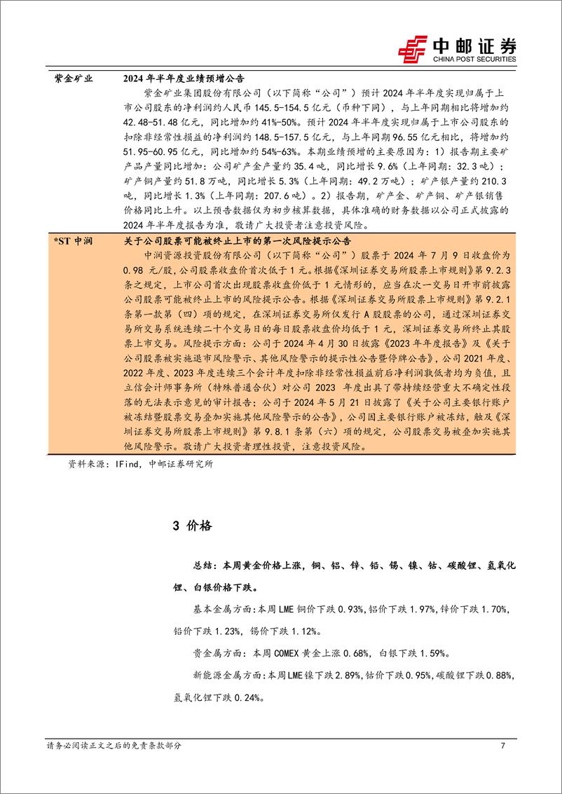 《有色金属行业报告：美国6月CPI不及预期，降息交易升温-240713-中邮证券-14页》 - 第7页预览图