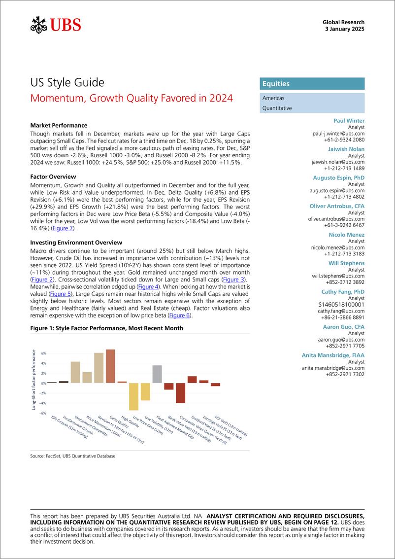 《UBS Equities-US Style Guide _Momentum, Growth Quality Favored in 2024_ Wi...-112593884》 - 第1页预览图